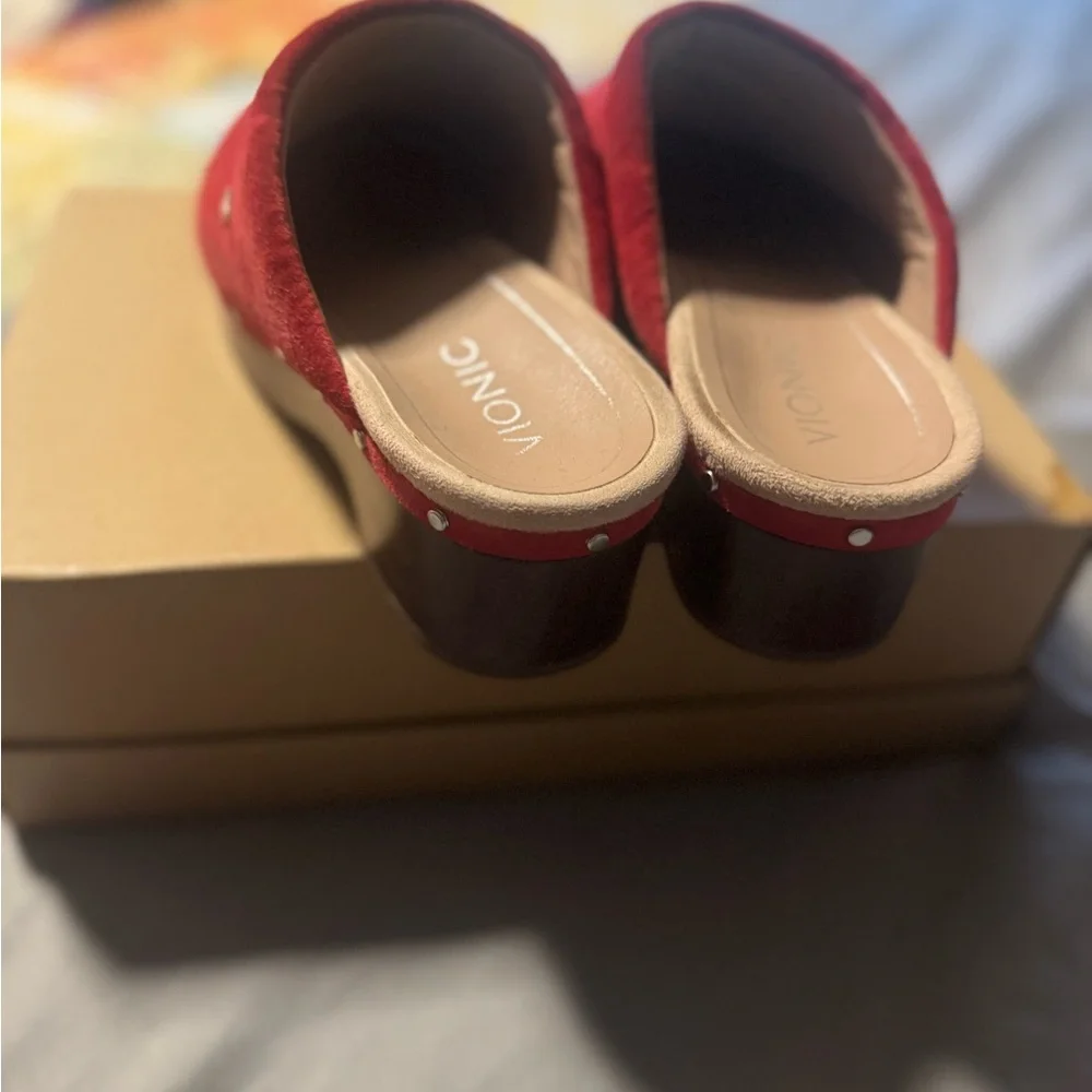 Vionic Women's Red Suede Clogs - Picture 3 of 3
